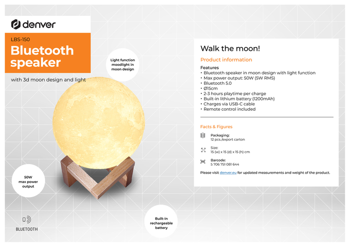 Bluetooth-högtalare Måndesign Denver